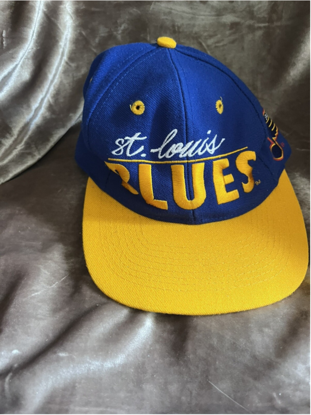 Rare Vintage St. Louis Blues The Game Snapback Hat Blue Yellow NHL Cap